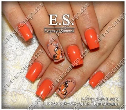 Orange manikűr, köröm design