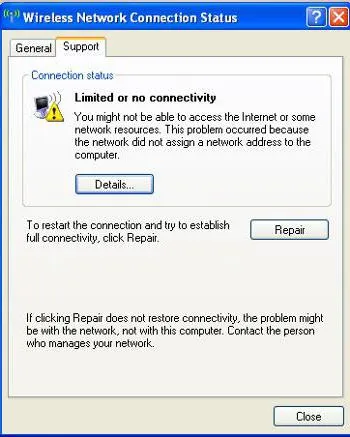 Oshbika kapcsolat korlátozott vagy nem is létezik (Windows XP) Hogyan viselkedni Erősít
