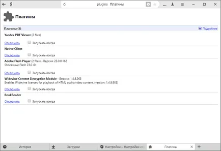 A plug-inek a Yandex Browser