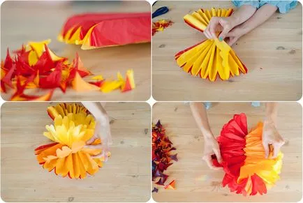 Pom-poms papírból kezeddel az összes eredeti díszítése (gyártás) Pom-poms papírból kezeddel az összes eredeti dekoráció