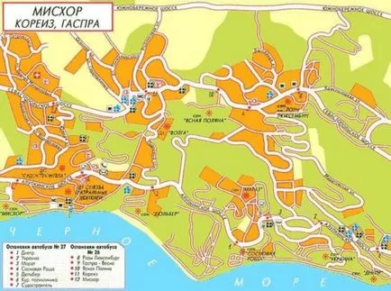 Gaspra település (Jalta), a déli partján, a Krímben, mint egy meghajtót, strandok