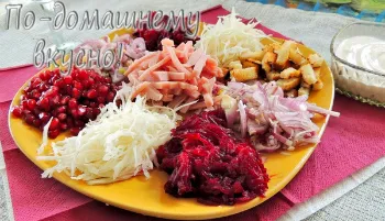 Saláta kecske a kertben, a legjobb receptek - bors hostess (dörzsölje egy durva reszelő) Saláta kecske a kertben, a legjobb receptek - borsot hostess