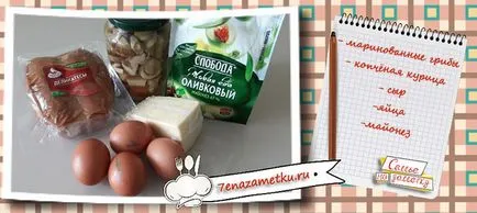 Csirke saláta marinált gombák