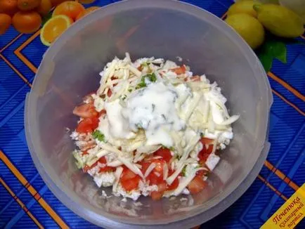 Kínai kel saláta paradicsommal és sajttal (recept lépésről lépésre képekkel) (káposzta) Kínai kel saláta paradicsommal és sajttal (recept lépésről lépésre képekkel)