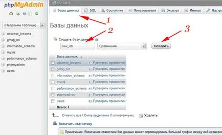 Létrehozása mysql adatbázis