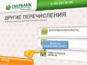 Ways-hoz pénzt a kiwi erszényes keresztül Sberbank Online