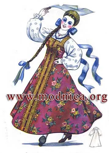 Construct egy mintát, és varrni a magyar nemzeti sundress (a minta) Épít egy mintát, és varrni a Magyar Népi sundress