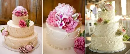 Esküvői torta virágok - dekorációs lehetőségek fényképpel (távolság) Esküvői torta virágok - lehetőség dekorációk és dísztárgyak fotókkal