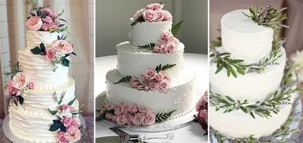 Esküvői torta virágok - dekorációs lehetőségek fényképpel (opció) Esküvői torta virágok - lehetőség dekorációk és dísztárgyak fotókkal