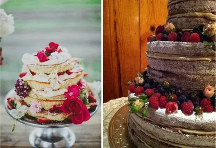 Esküvői torta friss virágokkal díszített, tartozik a modern trendeket lakodalomban