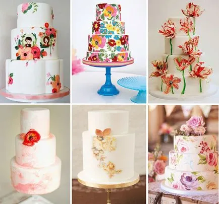 Esküvői torta virágok - dekorációs lehetőségek fényképpel (távolság) Esküvői torta virágok - lehetőség dekorációk és dísztárgyak fotókkal