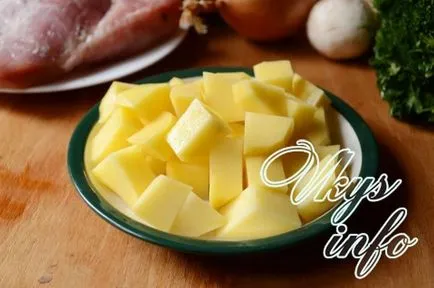 Sült burgonya gombával és a hús - egy finom recept fotó (gomba) Sült burgonya gomba és a hús - egy finom receptet, fényképes