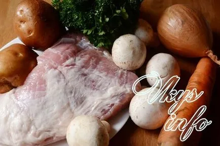 Sült burgonya gombával és a hús - egy finom recept fotó (hús) Sült burgonya gomba és a hús - egy finom receptet, fényképes