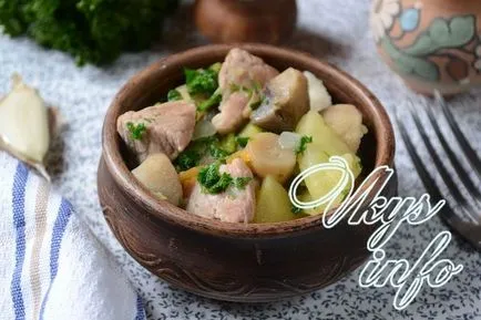 Sült burgonya gombával és a hús - egy finom recept fotó (hús) Sült burgonya gomba és a hús - egy finom receptet, fényképes