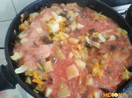 Párolt padlizsán burgonyával - recept paradicsom és egyéb zöldségfélék (gőzölt) Párolt padlizsán burgonyával - recept paradicsom és egyéb zöldségfélék