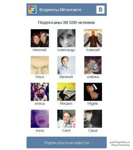 Állítsa widgetet vkontakte, lépésről lépésre az interneten, példákkal kezdőknek