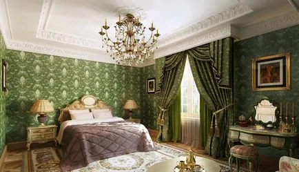 A zöld szín a belső a lakás, annak árnyalatai és elegáns kombináció más színek