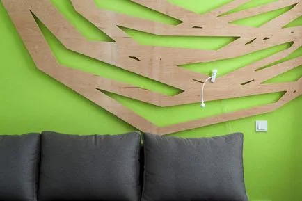 A zöld szín a belső fotót zöld belsővel és designer ötletek