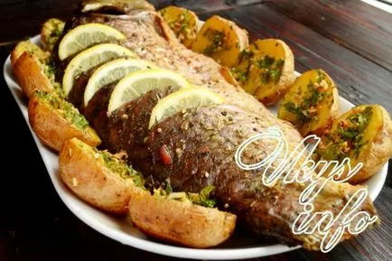 Sült hal burgonyával kemencében recept egy fotó