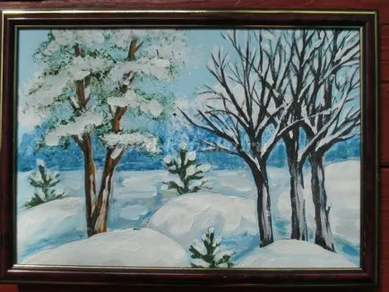 Téli táj gouache szakaszaiban