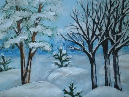 Téli táj gouache szakaszaiban