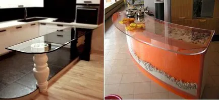 Кухня дизайн с бар плот снимка е готова, опции, стъкло, дизайн, интериор, идеи,