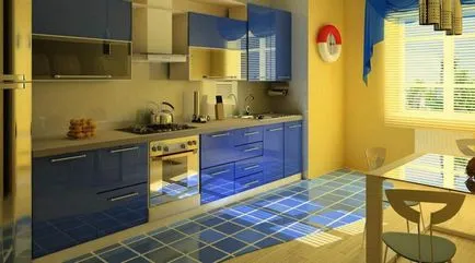 Интериорен бежов кафяв кухня