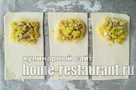 Банички от бутер тесто със сирене, пиле и картофи (тест) Торти бутер тесто със сирене, пиле и картофи
