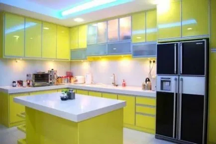 Green Кухненски дизайн в нюанси на зелено, с примери снимка