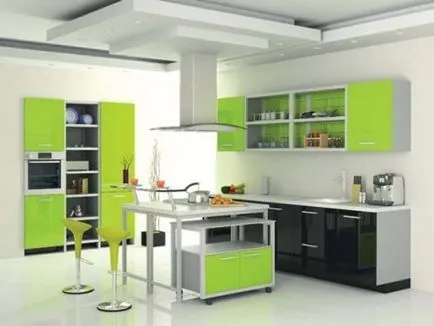 Green Кухненски дизайн в нюанси на зелено, с примери снимка