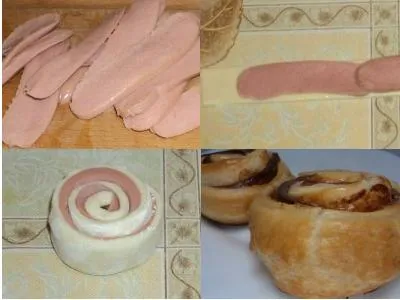 Как да приключи наденица в тестото