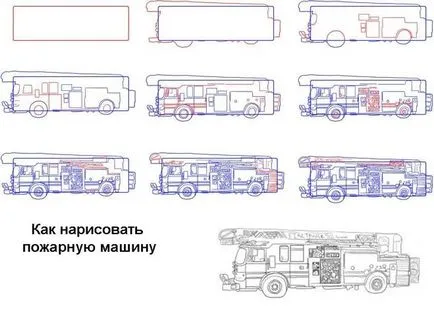 Как да се направи пожарна кола с молив на етапи