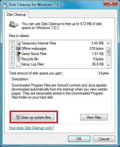 Как да се почисти системата диск, изтриване остарели надстройка на Windows 7 SP1, прозорци за система