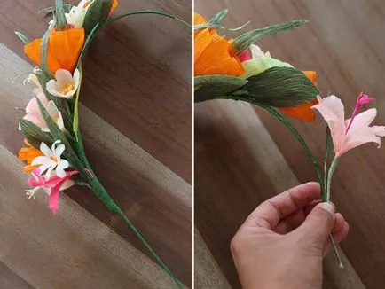 Как да плете венец на главата на изкуствени цветя