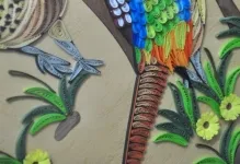Квилинг птици гълъби и пиле, на Firebird и един папагал, bullfinches и цици, оформление и оборудване, майстор