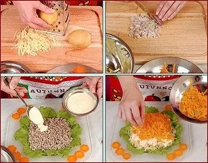 Мимоза салата - класическа рецепта с стъпка по стъпка снимки