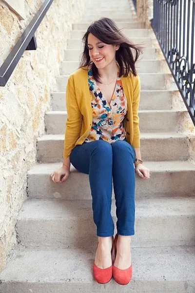 От какво да се носят сини панталони дамски снимки