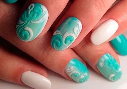 Turquoise körömlakk Photo 100 tervezési ötletek divatos köröm (türkiz) Turquoise körömlakk 100 fotó a divatos köröm tervezési ötletek