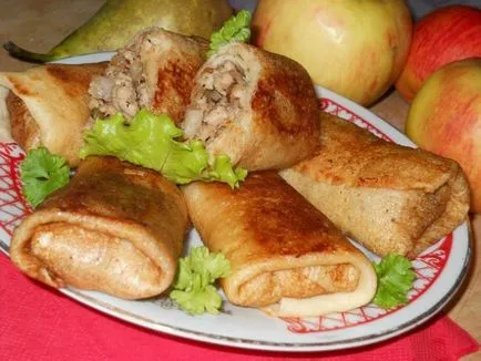 Palacsinta csirke recept lépésről lépésre fotók, töltelék sajttal, csirkehús, hús filé,