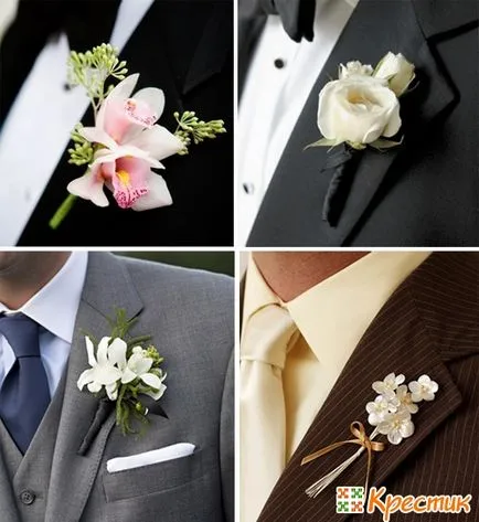 Boutonniere a vőlegény a kezüket