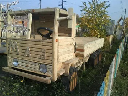 Детска площадка със собствените си ръце, трактори, хеликоптери, оръжия, машина, изработени от дърво