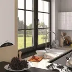 дизайн кухня с газов котел върху изображението на стена