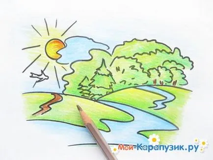 Как да се направи стъпка молив пейзаж по стъпка за начинаещи