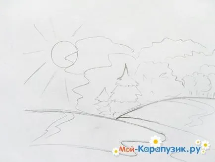 Как да се направи стъпка молив пейзаж по стъпка за начинаещи