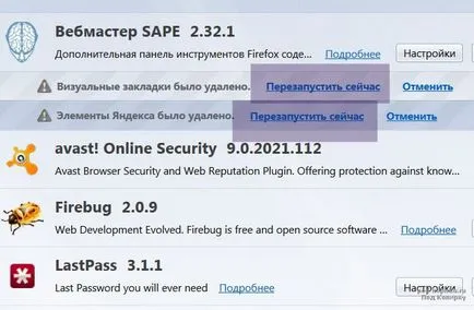 Как да премахнете елементи от Yandex Mozilla Firefox, инструкции стъпка по стъпка в интернет с примерите за