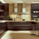 Brown кухненски интериор - снимка, дизайн, декорация