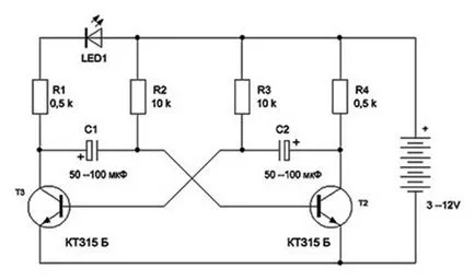 Мига LED верига със собствените си ръце с описанието (схема) Мига LED верига със собствените си ръце, с описание на