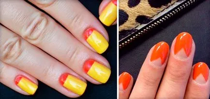 Orange маникюр идеи (с пайети, с черно-бяла боя, французите и изкуството на Луната за нокти) и снимка