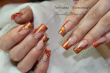 Оранжев маникюр, нокти дизайн