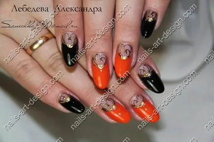 Оранжев маникюр, нокти дизайн